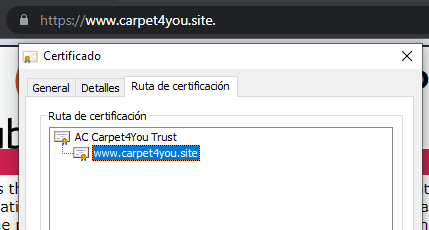Captura de pantalla durante la importación del certificado AC
